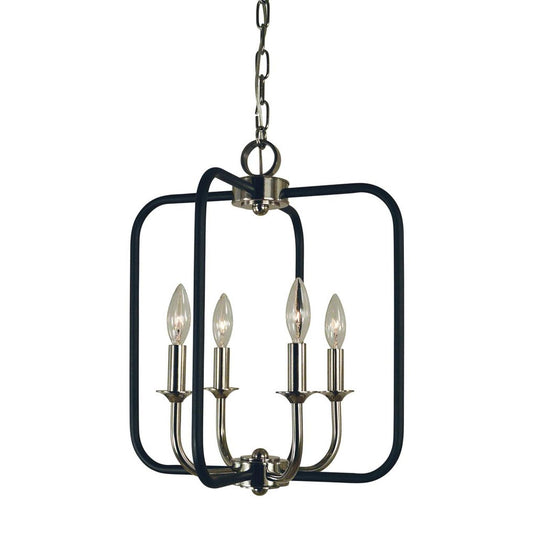 4-Light Polished Nickel/Matte Black Boulevard Dinette Chandelier - 4914 PN/MBLACK by Framburg