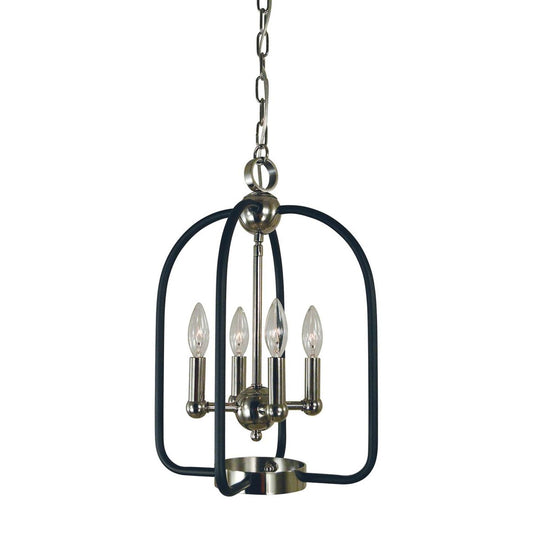 4-Light Polished Nickel/Matte Black Boulevard Dinette Chandelier - 4934 PN/MBLACK by Framburg