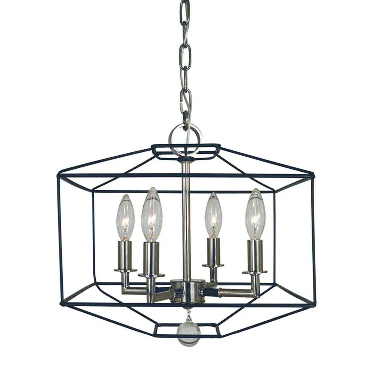 4-Light Polished Nickel/Matte Black Isabella Dual Mount Chandelier - 5304 PN/MBLACK by Framburg