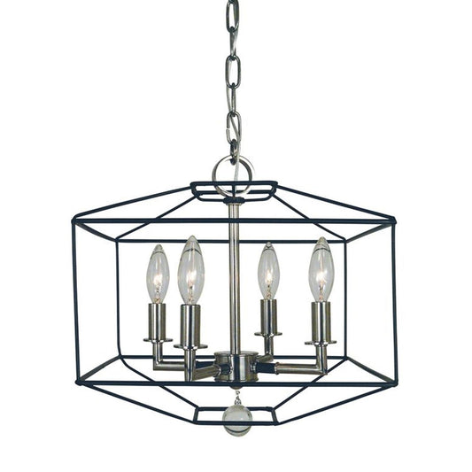4-Light Polished Nickel/Matte Black Isabella Dual Mount Chandelier - 5304 PN/MBLACK by Framburg