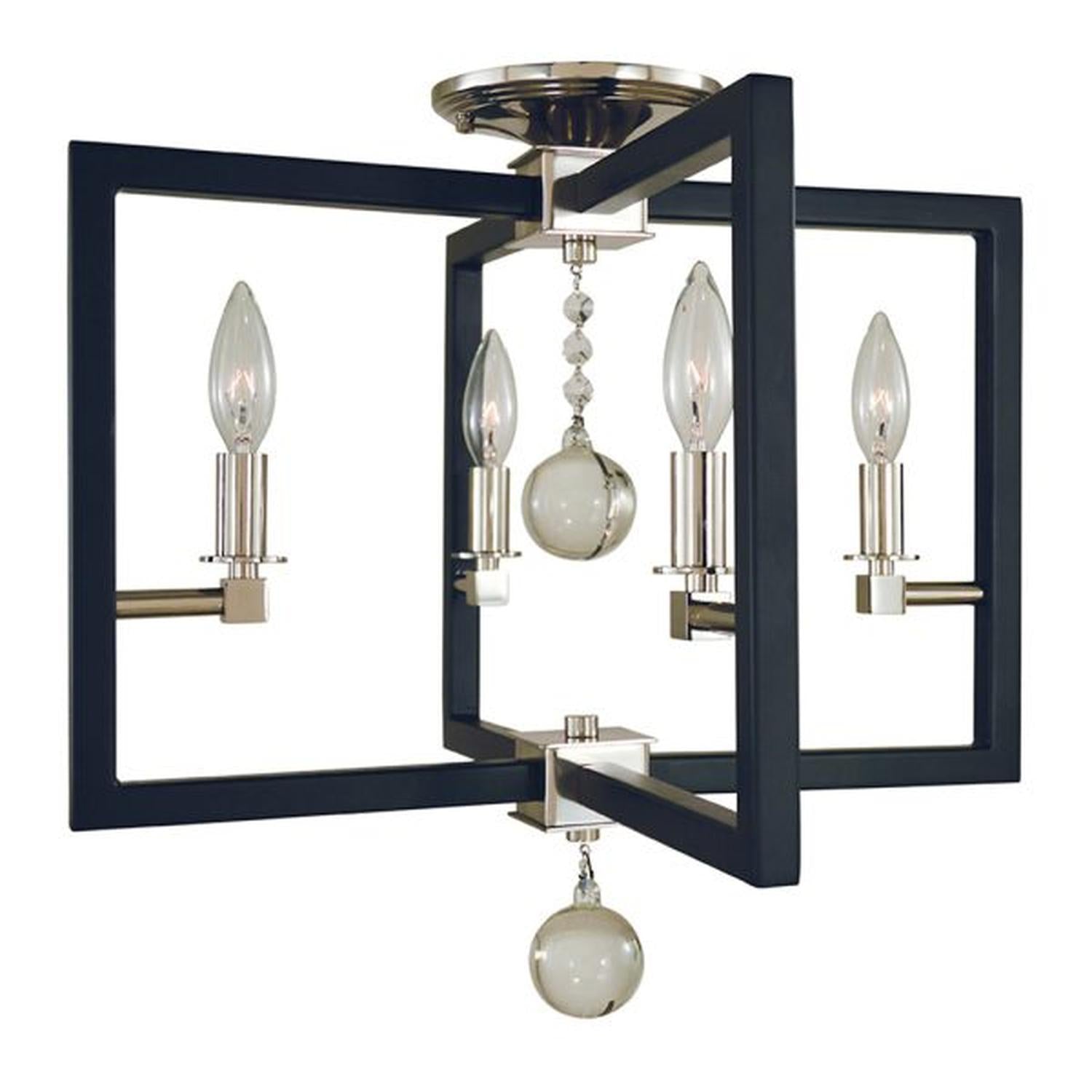 4-Light Polished Nickel/Matte Black Minimalist Elegant Flush / Semi-Flush Mount - 5363 PN/MBLACK by Framburg