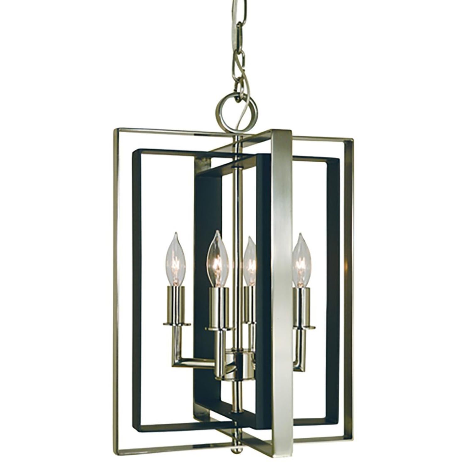 4-Light Polished Nickel/Matte Black Symmetry Dinette Chandelier - 4860 PN/MBLACK by Framburg