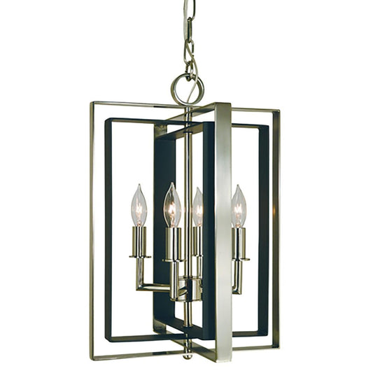 4-Light Polished Nickel/Matte Black Symmetry Dinette Chandelier - 4860 PN/MBLACK by Framburg