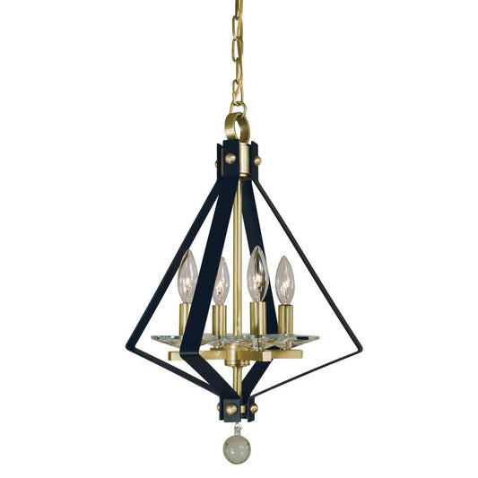 4-Light Satin Brass/Matte Black Ice Dinette Chandelier - 4924 SB/MBLACK by Framburg
