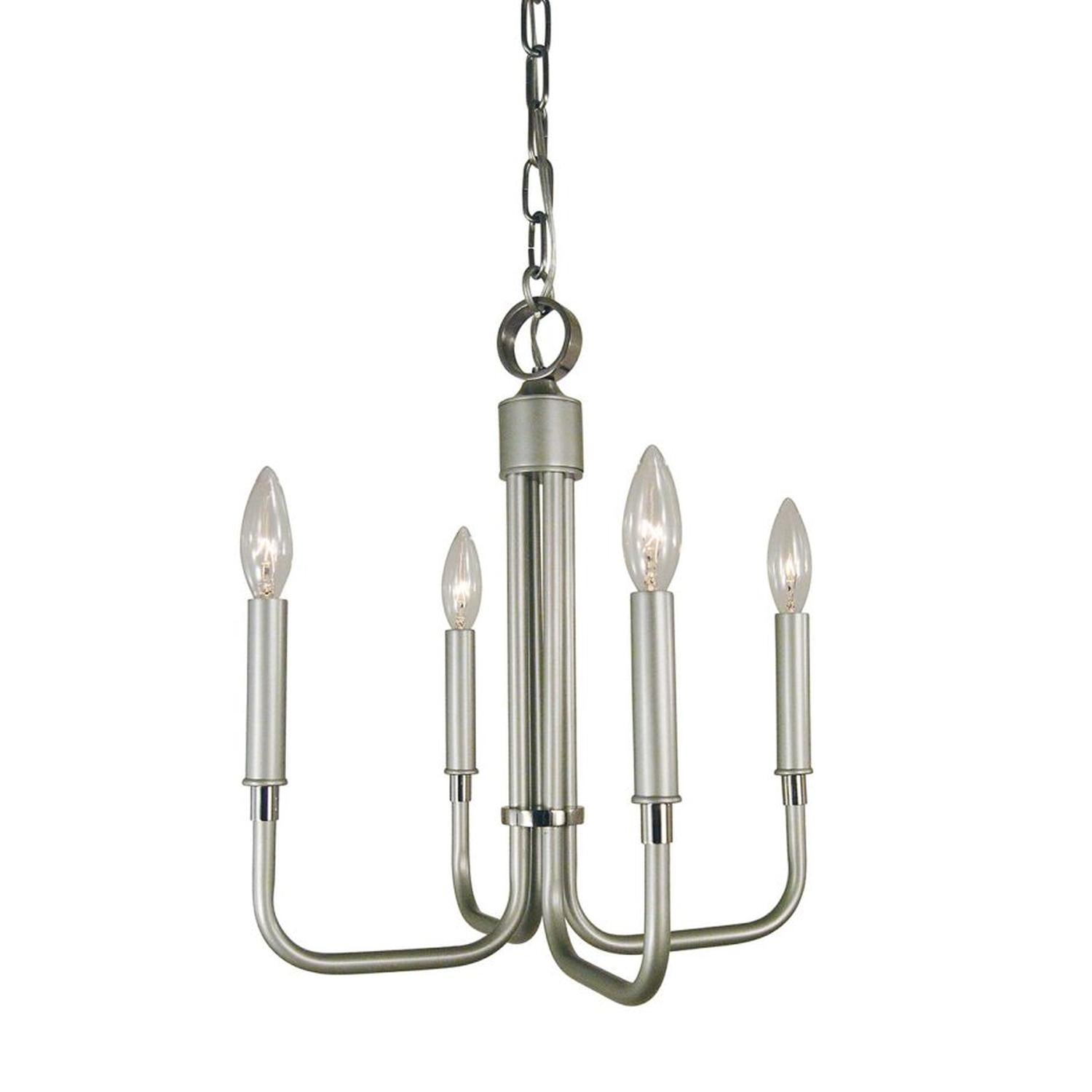 4-Light Satin Pewter/Polished Nickel Lara Dinette Chandelier - 4954 SP/PN by Framburg