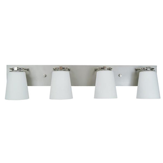 4-Light Satin Pewter/Polished Nickel/White Glass Mercer Bath Sconce - 4854 SP/PN/WH by Framburg