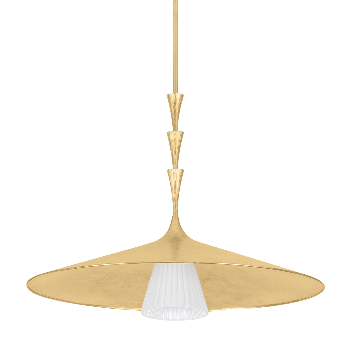 Vails Gate Large Pendant Light by Hudson Valley Lighting, Opal Glossy Glass, Vintage Gold Leaf Finish, 31.75"-86" Adjustable Height