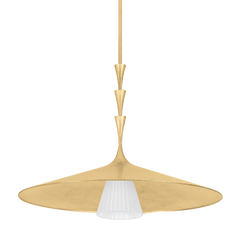 Vails Gate Large Pendant Light by Hudson Valley Lighting, Opal Glossy Glass, Vintage Gold Leaf Finish, 31.75"-86" Adjustable Height