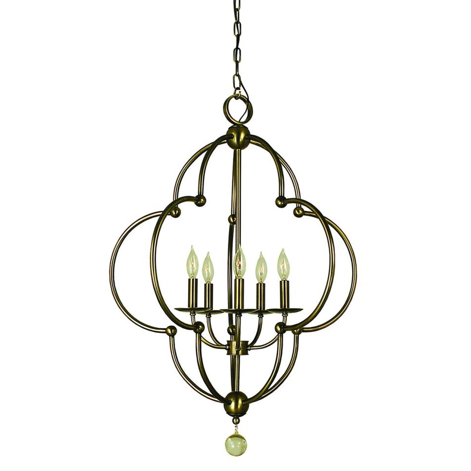 5-Light Antique Brass Quatrefoil Dining Chandelier - 1162 AB by Framburg