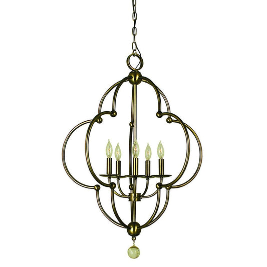 5-Light Antique Brass Quatrefoil Dining Chandelier - 1162 AB by Framburg