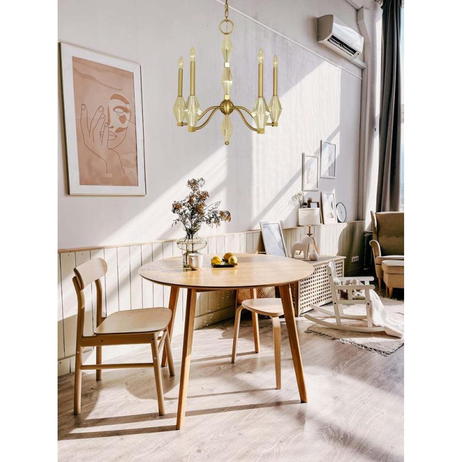 5-Light Brushed Brass Vivian Dining Chandelier - 5665 BR by Framburg