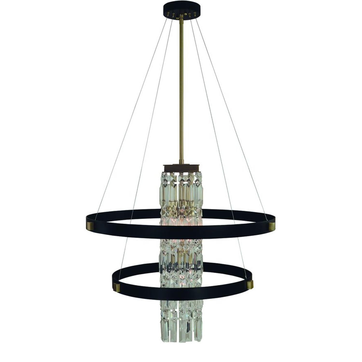 5-Light Brushed Brass With Matte Black Iris Dining Chandelier - 5735 BR/MBLACK by Framburg