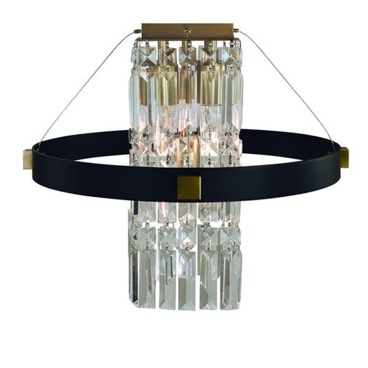 5-Light Brushed Brass With Matte Black Iris Flush Mount Chandelier - 5732 BR/MBLACK by Framburg