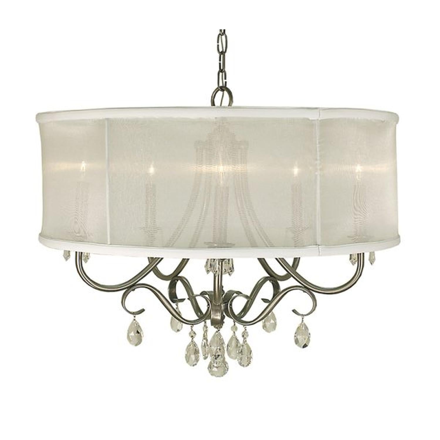 5-Light Brushed Nickel Liebestraum Dining Chandelier - 1236 BN/SWH by Framburg