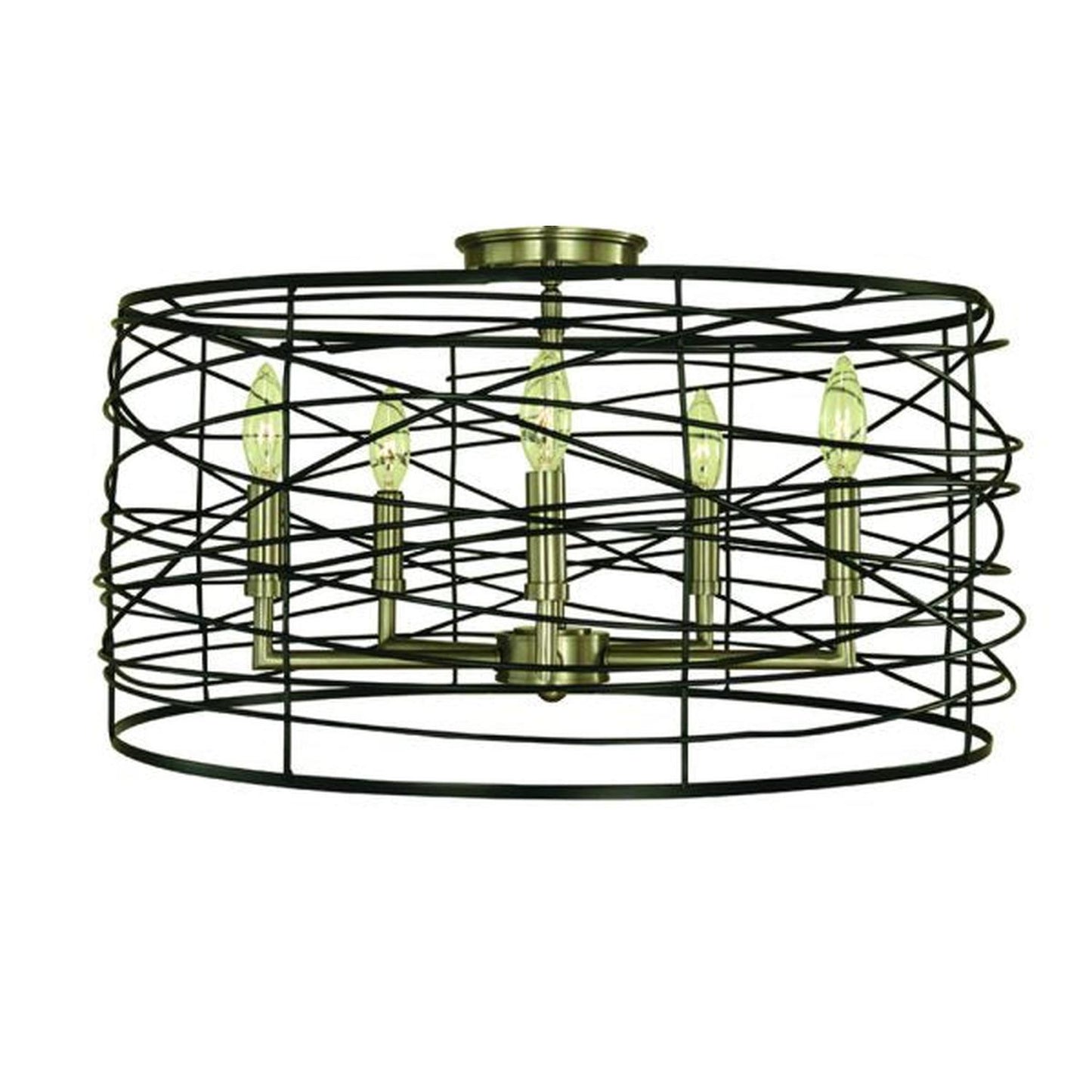 5-Light Brushed Nickel/Matte Black Boca Flush / Semi-Flush Mount - 5618 BN/MBLACK by Framburg