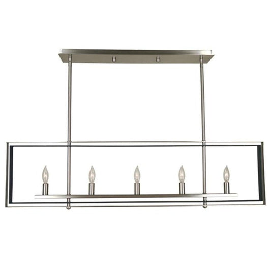 5-Light Brushed Nickel/Matte Black Symmetry Island Chandelier - 4869 BN/MBLACK by Framburg