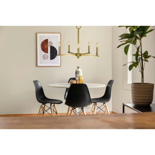 5-Light Bushed Brass Evelyn Dining Chandelier - 5765 BR by Framburg