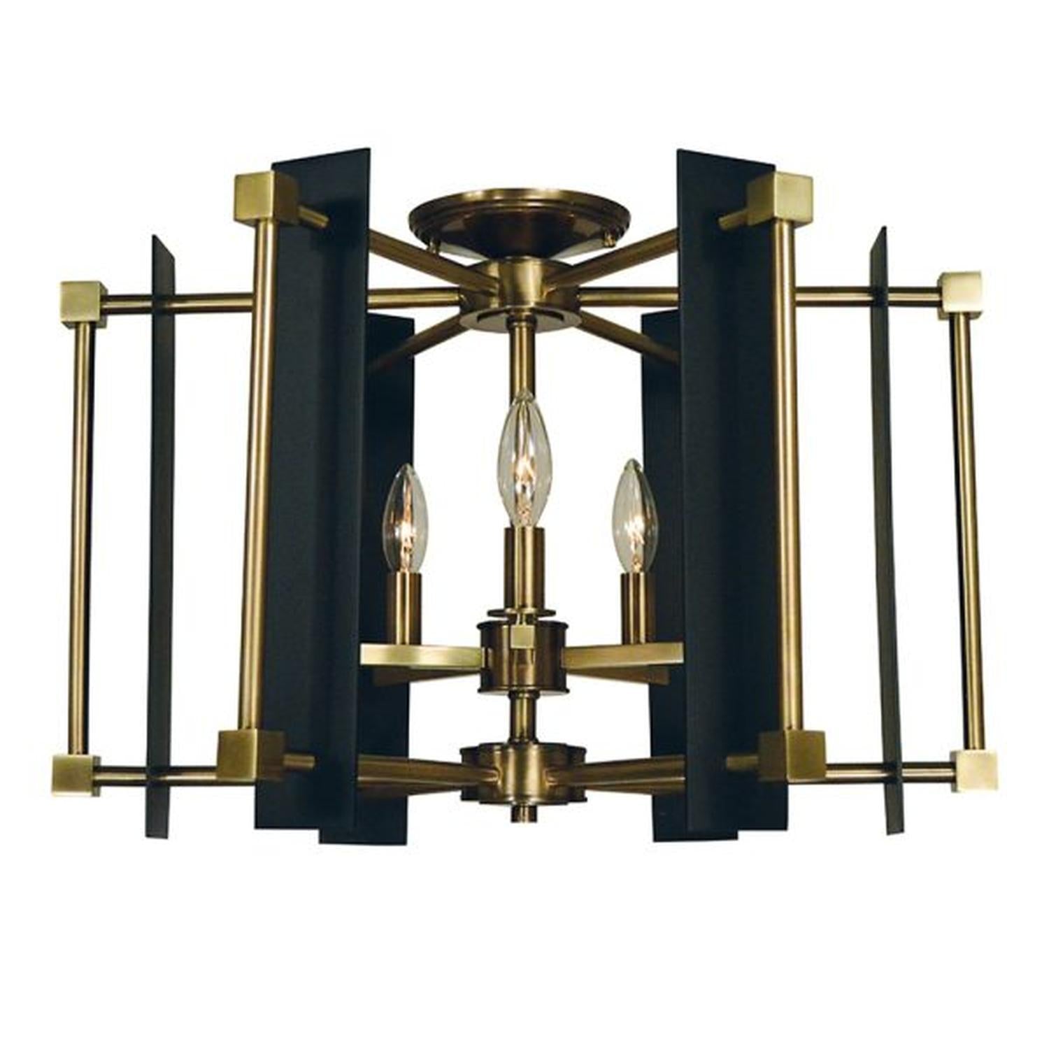 5-Light Louvre Flush Mount/Semi Flush Mount - 4803 AB/MBLACK by Framburg