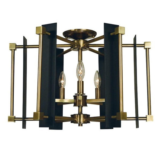 5-Light Louvre Flush Mount/Semi Flush Mount - 4803 AB/MBLACK by Framburg