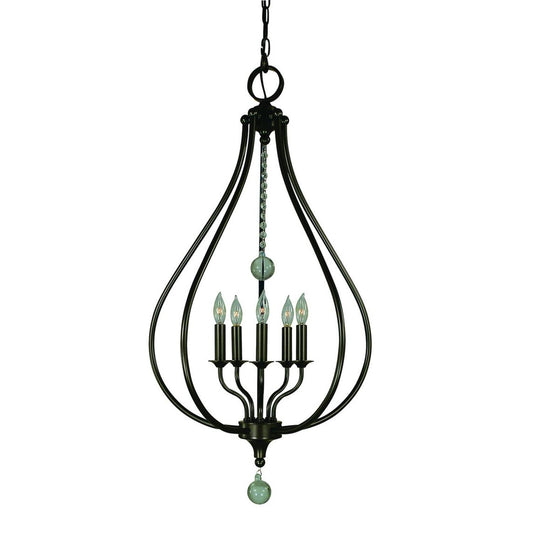 5-Light Mahogany Bronze Dewdrop Pendant - 4445 MB by Framburg