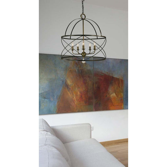 5-Light Mahogany Bronze/Antique Brass Nantucket Chandelier - 4415 MB/AB by Framburg