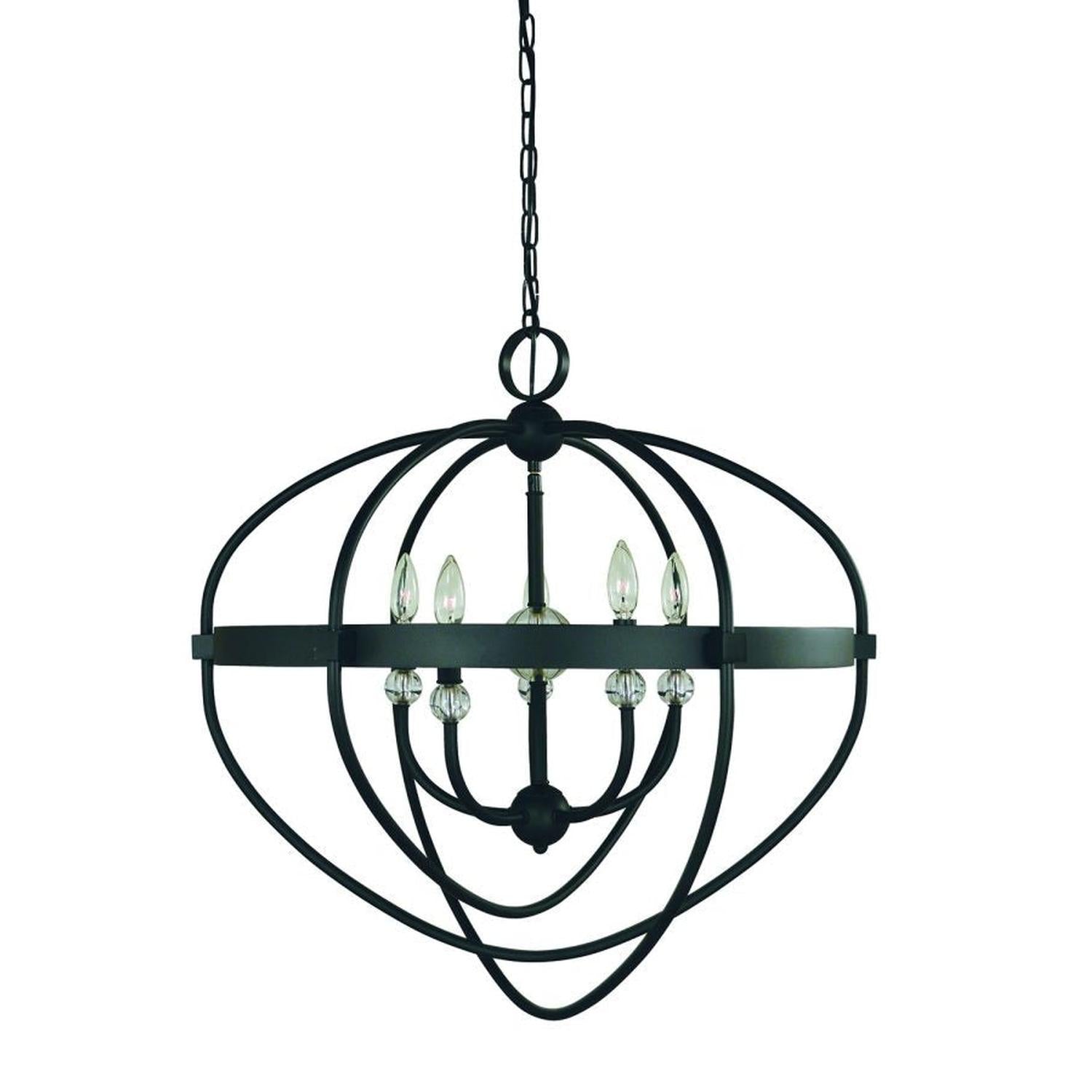 5-Light Matte Black Aurora Dining Chandelier - L1150 MBLACK by Framburg