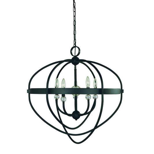 5-Light Matte Black Aurora Dining Chandelier - L1150 MBLACK by Framburg