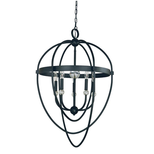 5-Light Matte Black Aurora Dining Chandelier - L1152 MBLACK by Framburg