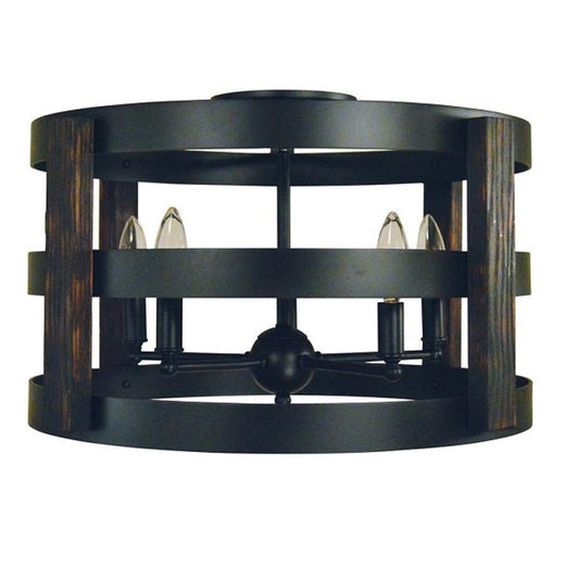 5-Light Matte Black Homestead Semi-Flush - L1003 MBLACK by Framburg