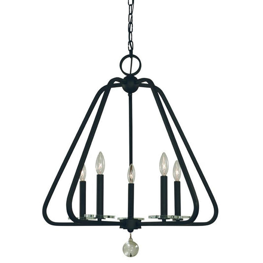 5-Light Matte Black Triangulum Dining Chandelier - 5515 MBLACK by Framburg