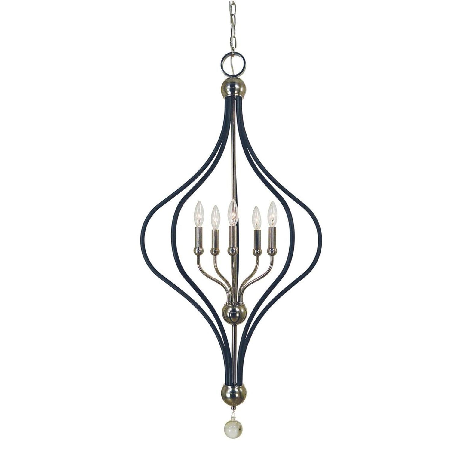 5-Light Polished Nickel/Matte Black Boulevard Dining Chandelier - 4950 PN/MBLACK by Framburg