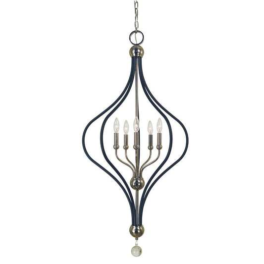 5-Light Polished Nickel/Matte Black Boulevard Dining Chandelier - 4950 PN/MBLACK by Framburg
