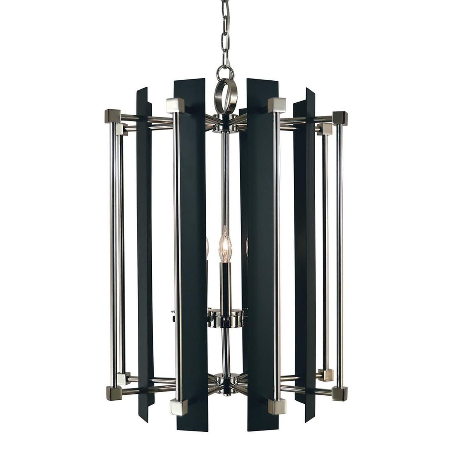 5-Light Polished Nickel/Matte Black Louvre Chandelier - 4805 PN/MBLACK by Framburg