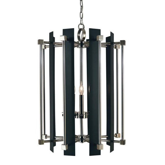 5-Light Polished Nickel/Matte Black Louvre Chandelier - 4805 PN/MBLACK by Framburg