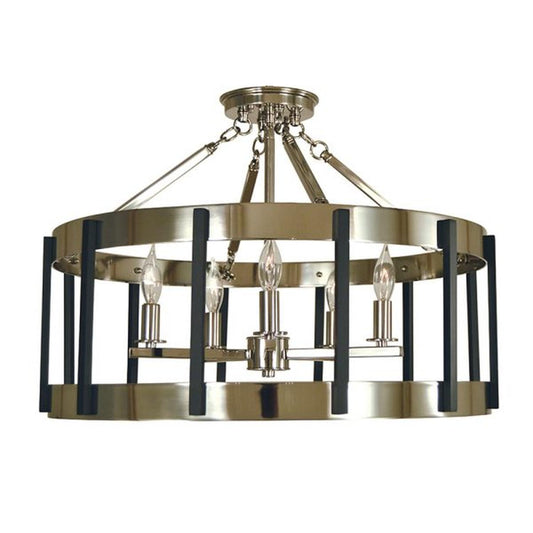 5-Light Polished Nickel/Matte Black Pantheon Semi Flush - 4666 PN/MBLACK by Framburg