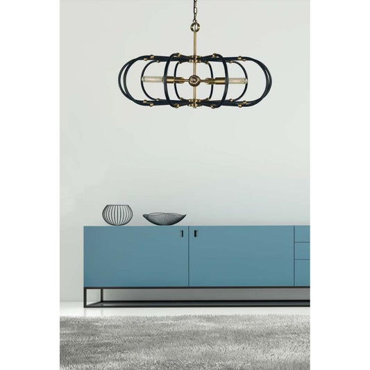 5-Light Pulsar Dining Chandelier - 5105 AB/MBLACK by Framburg