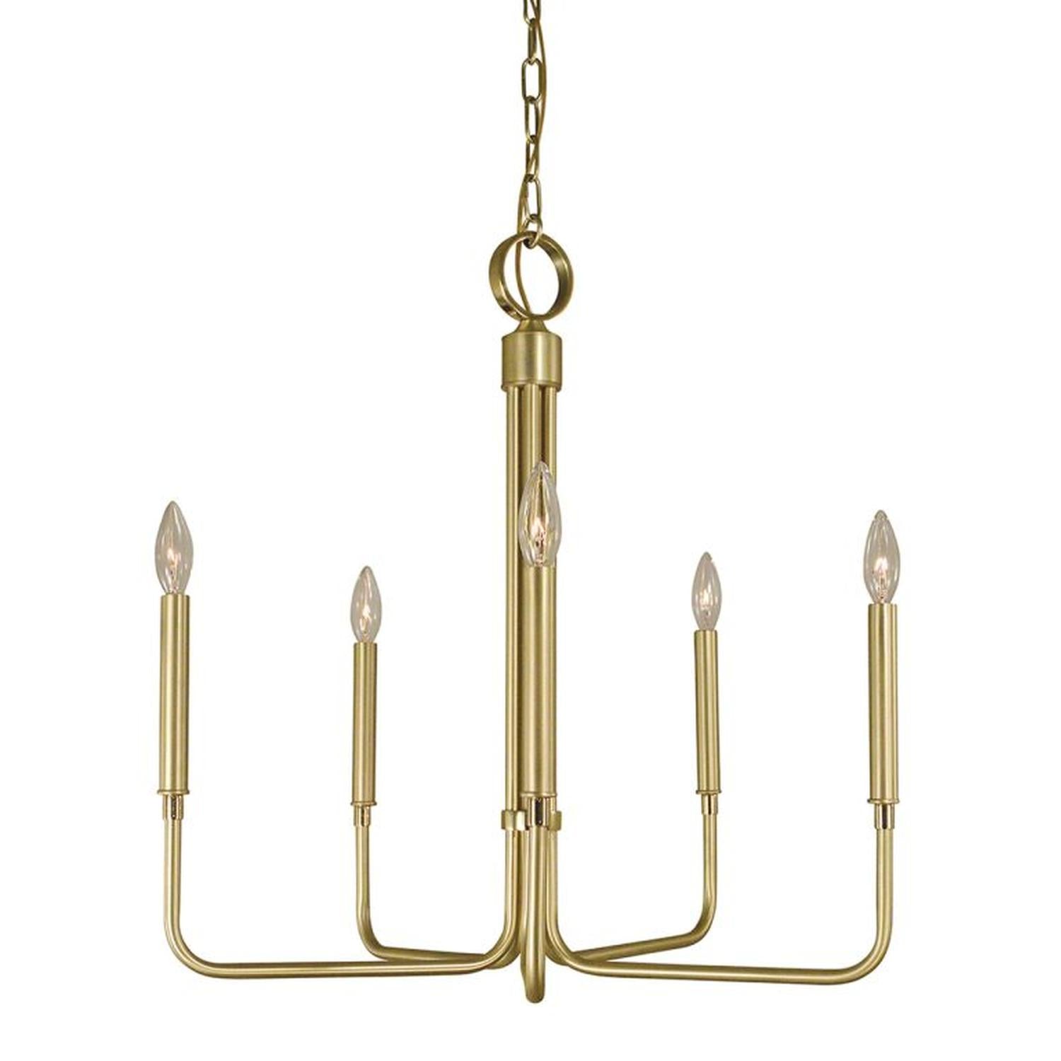 5-Light Satin Brass/Polished Brass Lara Dining Chandelier - 4955 SB/PB by Framburg