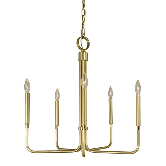 5-Light Satin Brass/Polished Brass Lara Dining Chandelier - 4955 SB/PB by Framburg