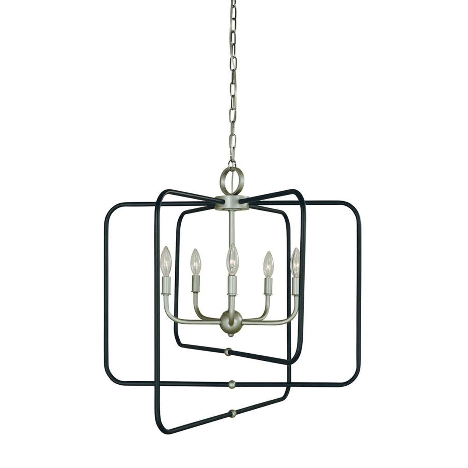 5-Light Satin Pewter With Matte Black Accents Montrose Chandelier - 5425 SP/Mblack by Framburg