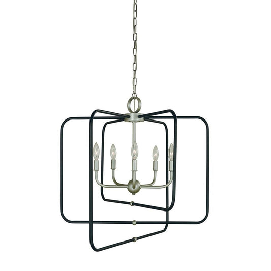 5-Light Satin Pewter With Matte Black Accents Montrose Chandelier - 5425 SP/Mblack by Framburg