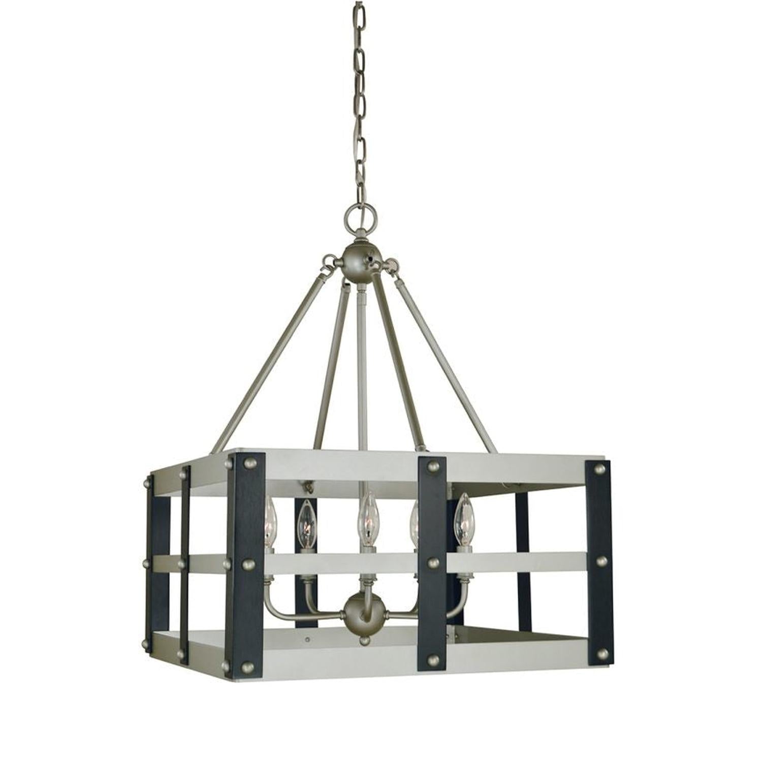 5-Light Satin Pewter/Matte Black Metro Artisan Dining Chandelier - 5346 SP/MBLACK by Framburg