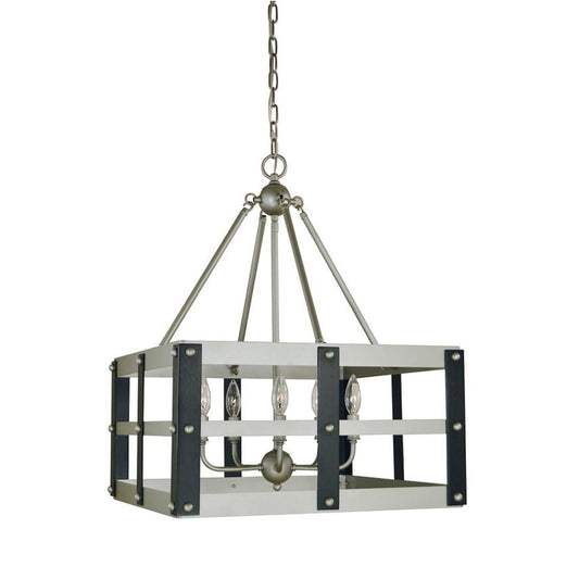 5-Light Satin Pewter/Matte Black Metro Artisan Dining Chandelier - 5346 SP/MBLACK by Framburg