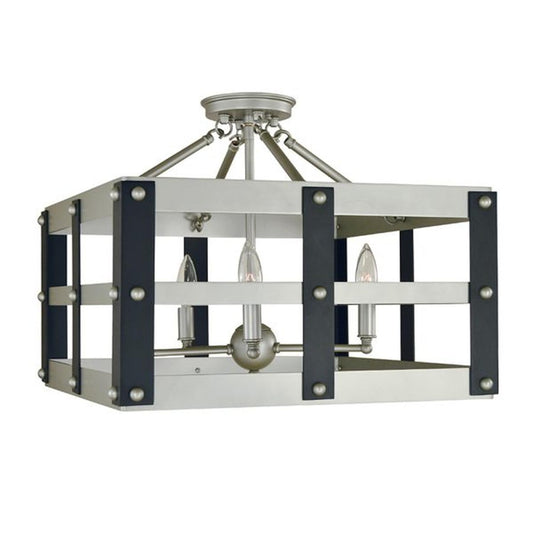 5-Light Satin Pewter/Matte Black Metro Artisan Flush / Semi-Flush Mount - 5344 SP/MBLACK by Framburg
