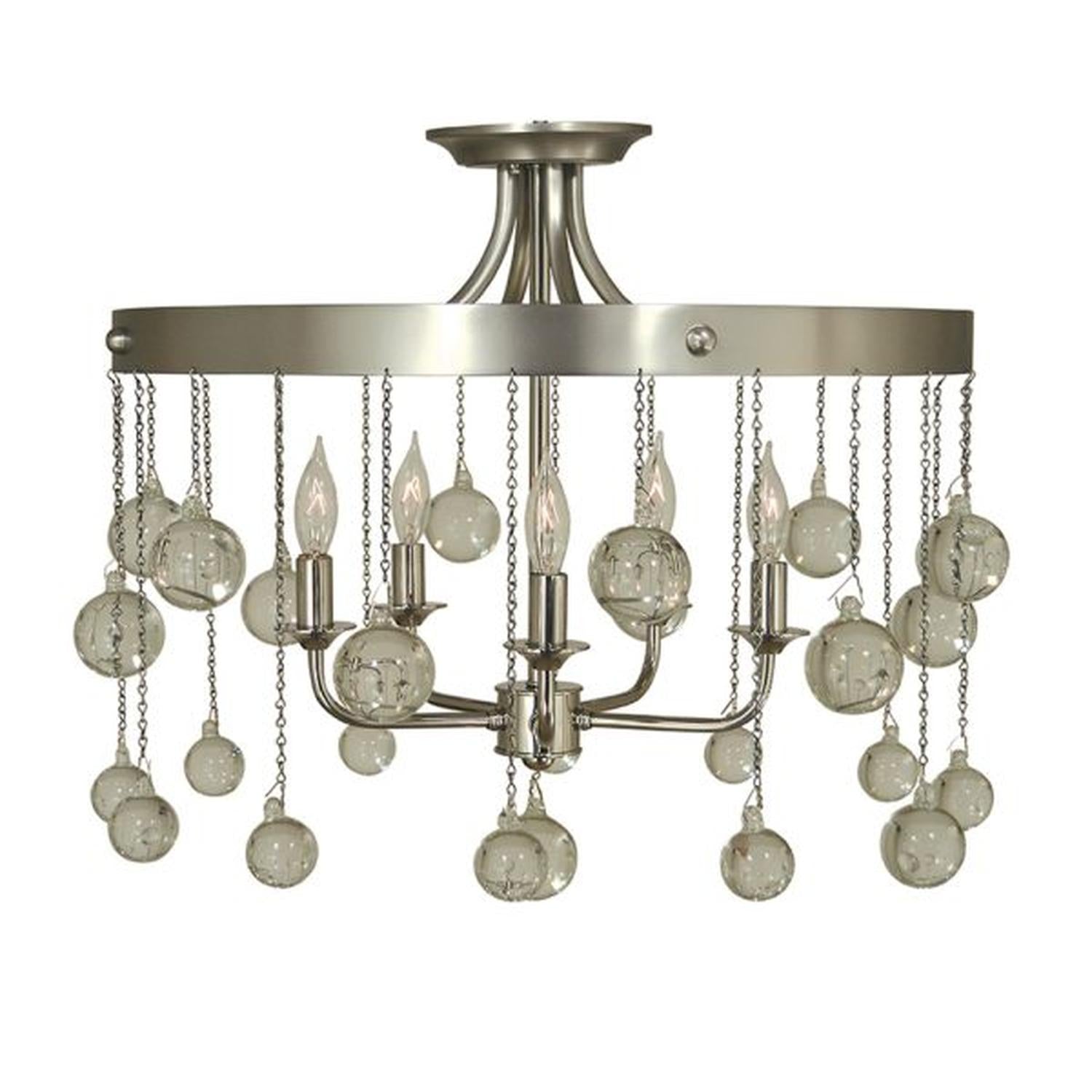 5-Light Satin Pewter/Polished Nickel Falling Stars Semi Flush - 4768 SP/PN by Framburg