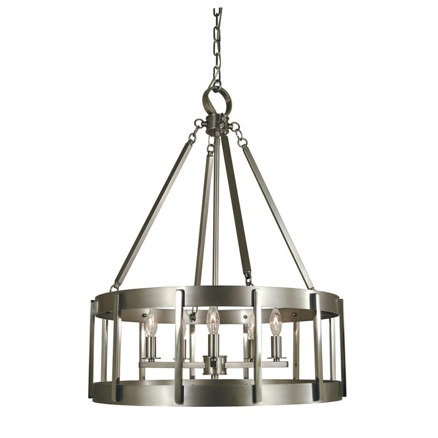 5-Light Satin Pewter/Polished Nickel Pantheon Pendant - 4665 SP/PN by Framburg