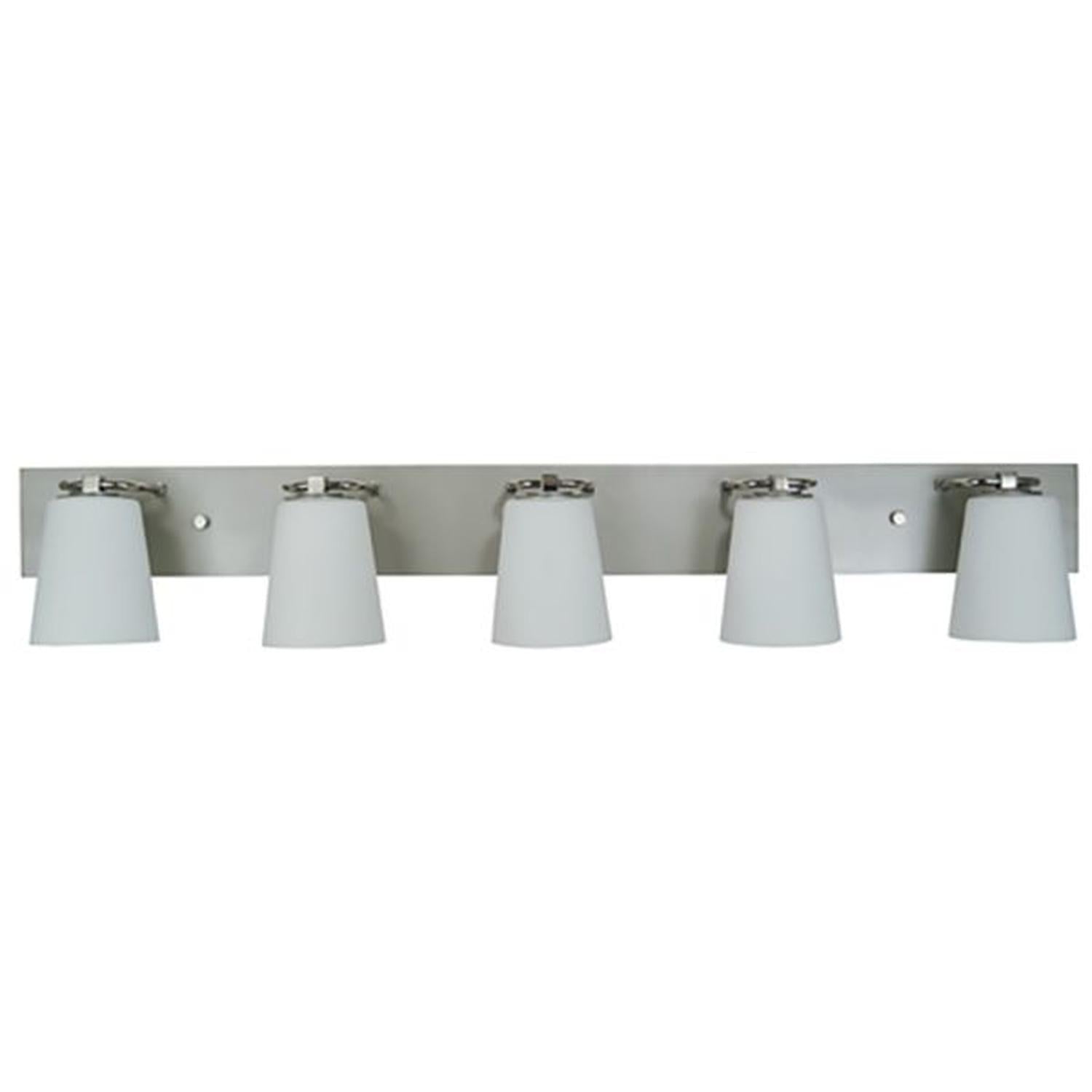 5-Light Satin Pewter/Polished Nickel/White Glass Mercer Bath Sconce - 4855 SP/PN/WH by Framburg