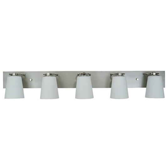 5-Light Satin Pewter/Polished Nickel/White Glass Mercer Bath Sconce - 4855 SP/PN/WH by Framburg