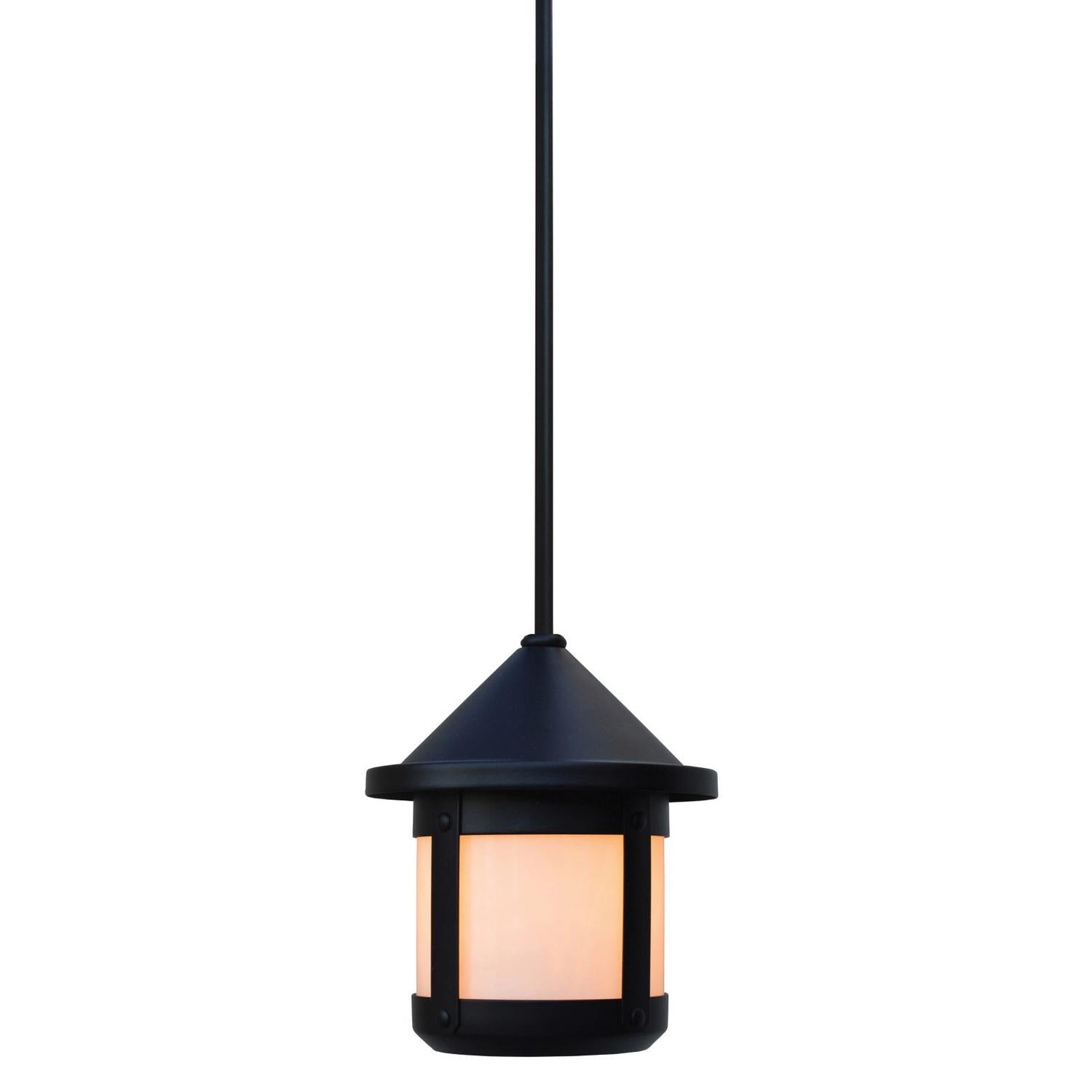 6″ Berkeley Short Body Stem Hung Pendant - BSH-6SWO-BK - Satin Black by Arroyo Craftsman