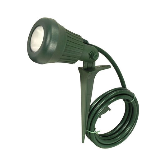 6 Foot 3.4watt 5 LED Plastic Flood Light With Ground Stake And Plug - Green Finish - For Outdoor Use - Head Pivots 180 Degrees - Satco 93-5058