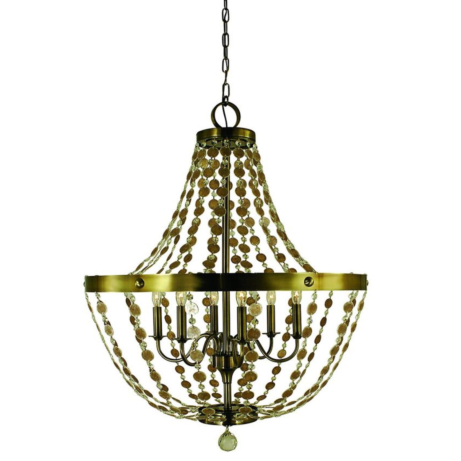 6-Light Antique Brass Naomi Chandelier - 4486 AB by Framburg